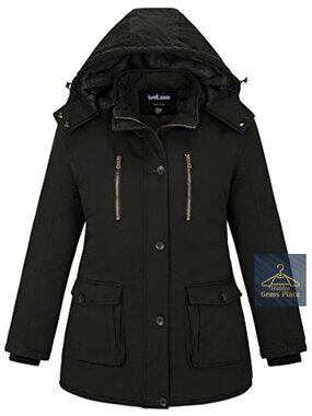 Plus Size Hooded Quilted Cotton Parka Coat Fleece Lined Winter Women's